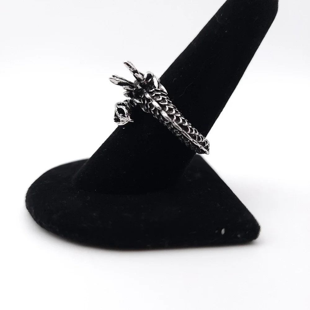 Dragon Head Ring Silver Plated Adjustable‎ Gothic Fantasy Artistic Jewelry